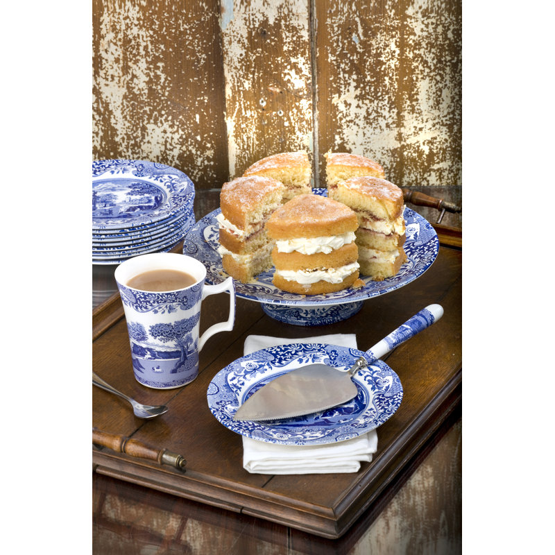 Spode Blue Italian Footed Cake Plate 10.5